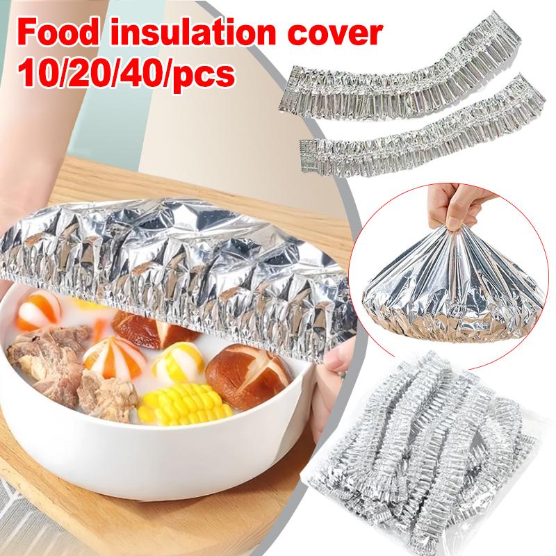 10-40PCS Repeatable Aluminum Foil Insulation Covers Eco-Friendly Kitchen Food Covers for Bowls & Dishes Storage for Kitchen