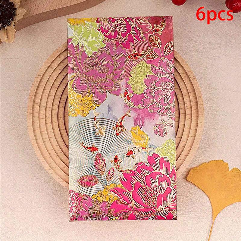 

6Pcs Red Envelope Universal Creative Koi High-End Envelope Wallet Spring Festival Wedding Lucky Blessing Red Envelope
