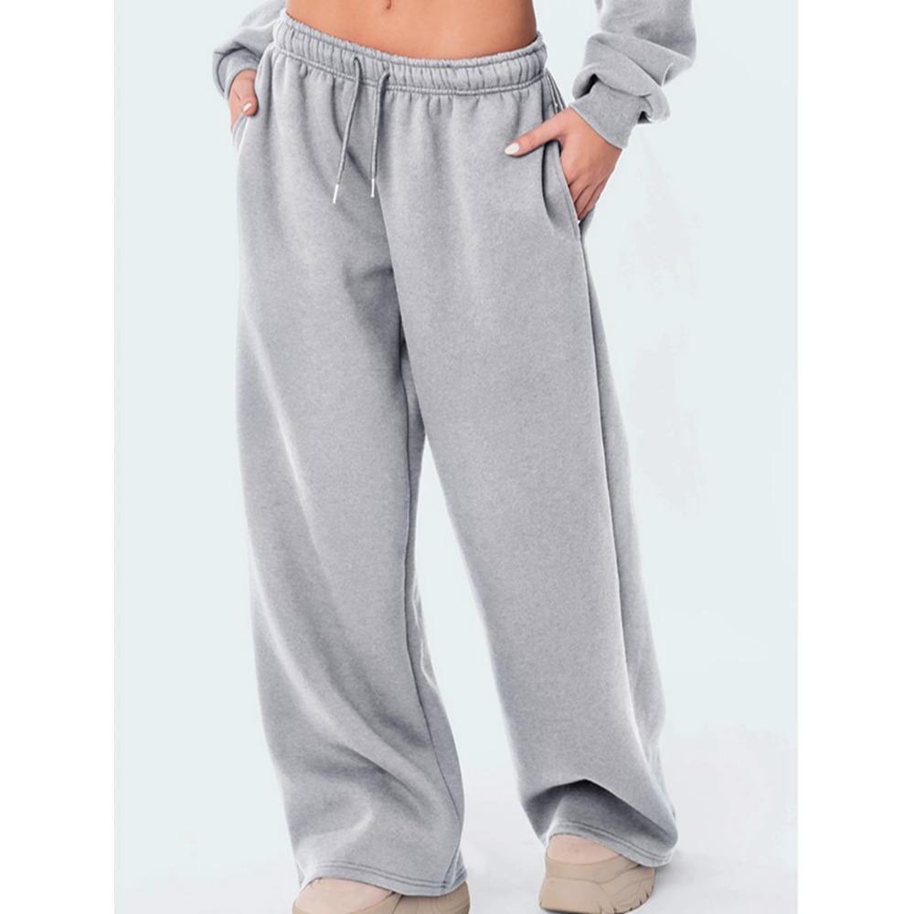 Womens Wide Leg Sweatpants Elastic Straight Legged Sweatpants Basic Baggy Comfy Jogger Sweat Pants Orange Gray