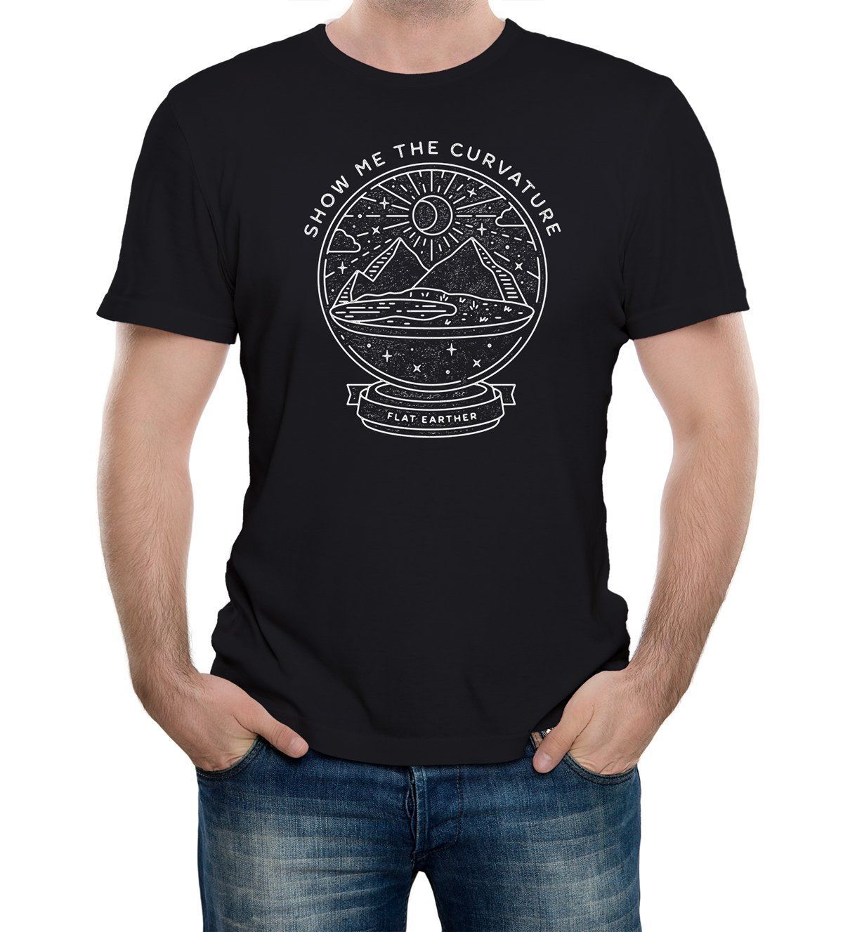 Flat Earth Snow Globe - Show Me the Curvature Mens T-Shirt Mens Womens Tees Top Conspiracy 3XL