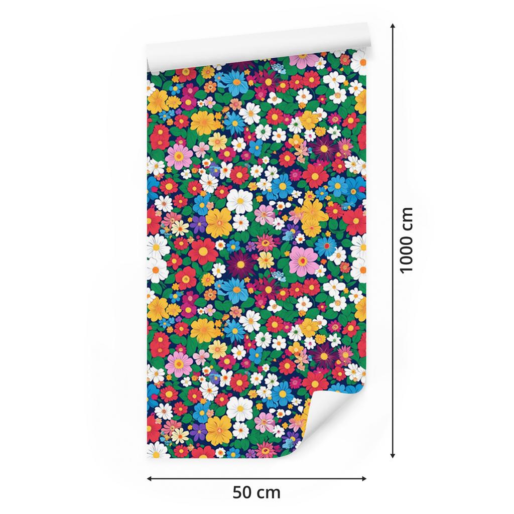 Wallpaper Small Flowers Sea and Blue for Living Room and Bedroom 50x1000