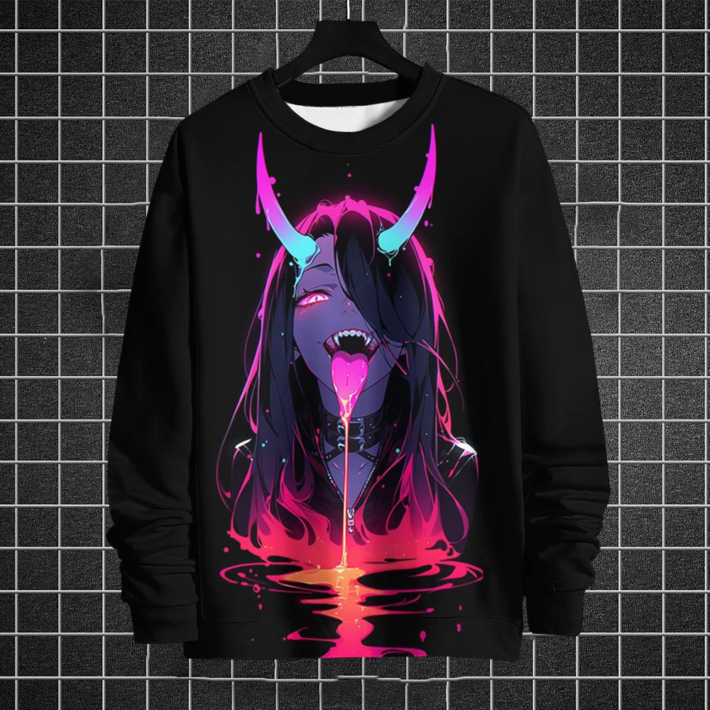 3D Anime Printing Men's Hoodless Sweatshirt Autumn Casual Comfortable Oversized Fashion Street Hip Hop Clothes