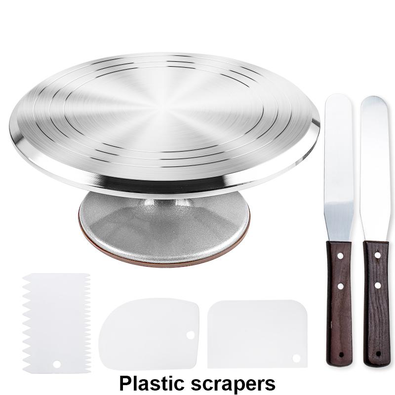6 Stück/Set Drehteller Kuchen Dekoration Zubehör Set Rotierender Kuchenständer Werkzeuge Metall Edelstahl Gebäckspatel Schaber