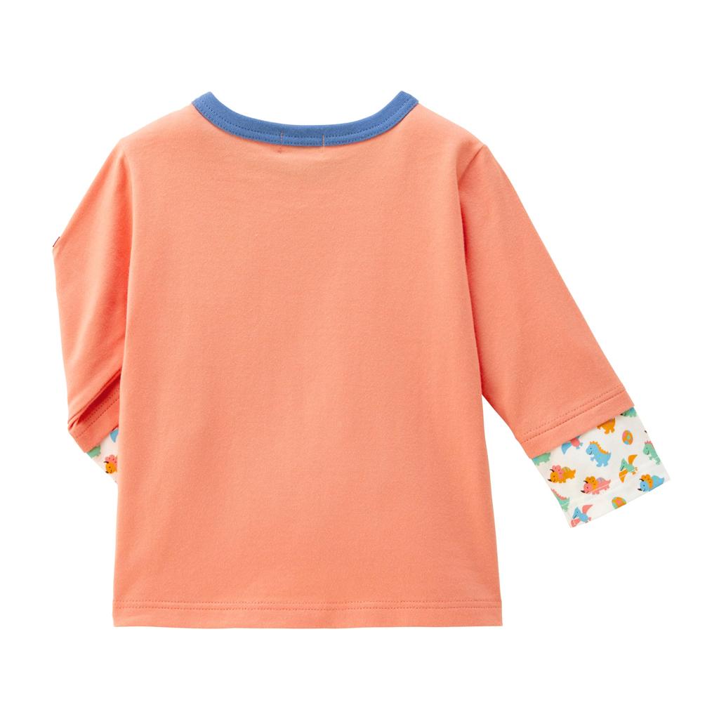 MIKI HOUSE Long Sleeve with Bear and Rabbit for Boys and Orange T-Shirt Design, Girls, Baby, Kids, Children's Clothing, Kindergarten, School,
