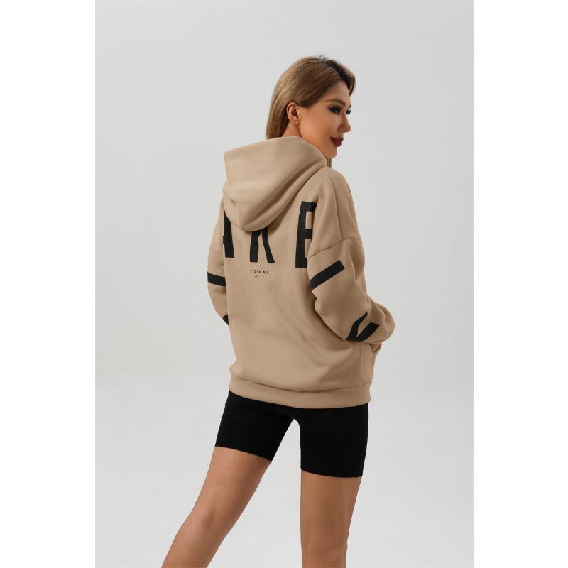 New fashionable printed thickened versatile long-sleeved loose hooded sweatshirt