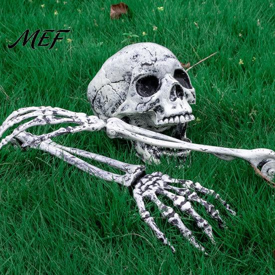 Scary Yard Art for Halloween Skull Garden Stakes, Skeleton Arms Prop with Ground Spikes, Spooky Lawn Stake Decorations Realistic Outdoor Decor