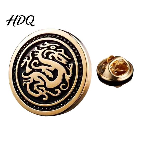 Men Collar Pin Vintage Embossed Pattern Lapel Pin Zinc Alloy Suit Coat Metal Button for Formal Corsage Decoration