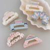 Cream Maiden Rustic Hair Clip Crushed Plaid Bow Shark Clip Fresh Sweet Hair Accessories