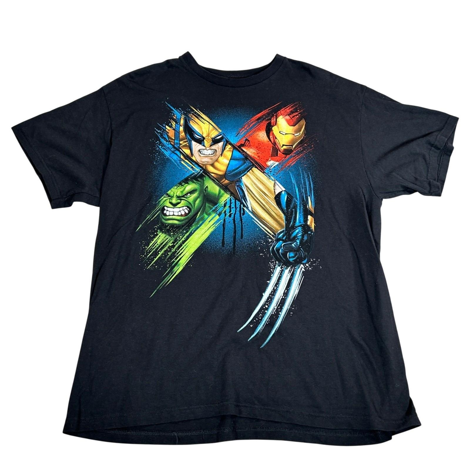 Marvel Mad Engine Mens XL Black Graphic Tee Wolverine Iron Man Hulk Shirt 5007 Unisex T-Shirt M