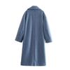 Elegant Warm Women Long Woolen Overcoat Thick Long Sleeve Solid Color Coat