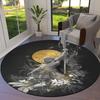Retro Line Roman Warrior Round Area Rug,Carpet Rug for Living Room Bedroom Sofa Playroom Decor,Non-slip Floor Mat