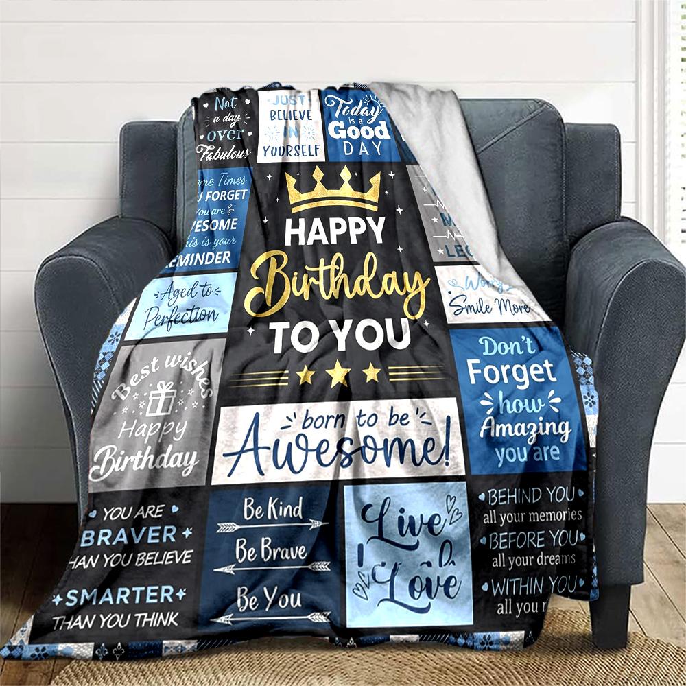 Happy Birthday Celebration Multi-purpose Blanket Comfortable ure Suitable for Sofa Couch Office Bed Seasons Universal Warmthful Friends Y32