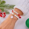 Christmas Santa Claus Pendant Bracelets Resin Letter Soft Clay Bead Double Layer Bangle Holiday Party Jewelry Gift For Women Men