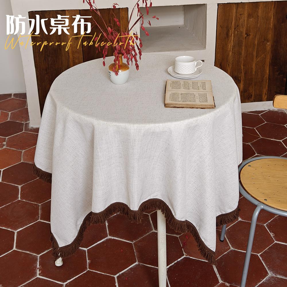 Wodoodporna Prosta Europejska Poliestrowo-Lniana Obrus Wysokiej Jakości Bawełniano-Lniany Jednokolorowy Zen Stolik do Herbaty Dekoracyjny Obrus Stolik Kawowy Stolik
