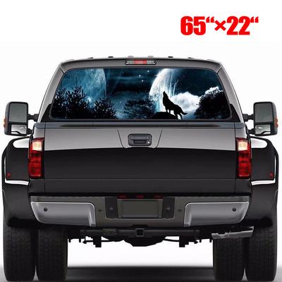 165x56cm Rear Window Sticker Night Wolf Howling Moon Decal For Pickup SUV Truck