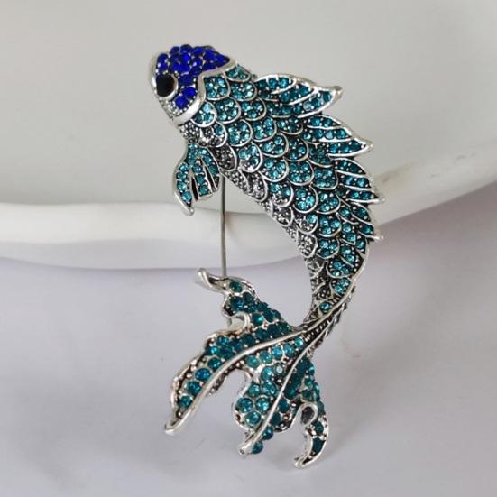 Brosche für Damen, Fischform, Strass-Dekor, rutschfest, verschleißfest, für Anzug, Mantel, Kragen, Hut, Schal, Dekoration, Kleidungsnadel, Abschlussball, Party, Kleidungsstück, Schmuck