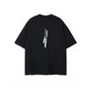 Vintage Chinese Ink Broken Dagger Vertical Text Print Tshirt Unisex Black Cotton Loose Oneck Casual Short Sleeve Graphic Tee
