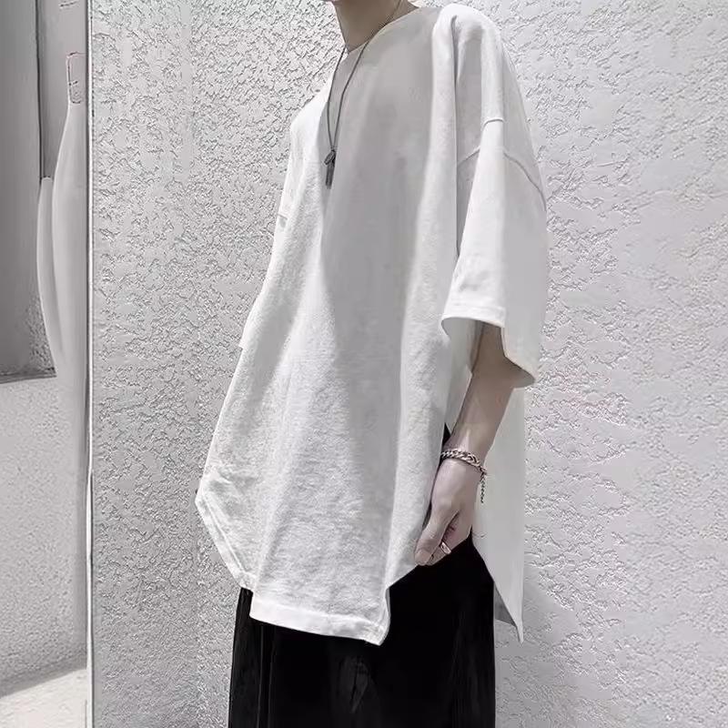 Men's Short-Sleeve Trendy Split T-Shirt, Versatile Loose Fit for Summer