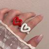 Boho Cute Romantic Macaron Color Love Heart Enamel Opening Rings for Women Charm Trendy Personality Y2K Finger Jewelry Girl Gift
