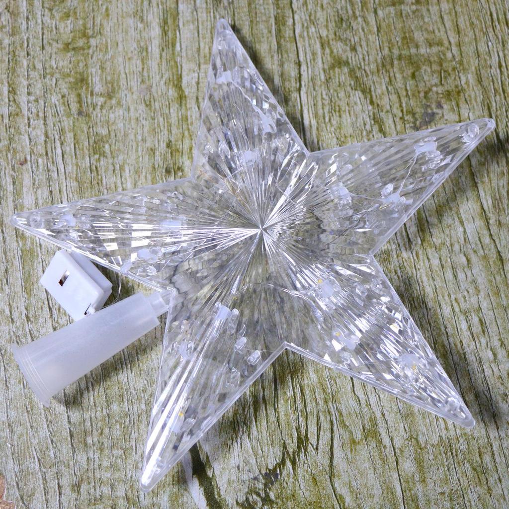 Christmas Luminous Tree Top Star - Warm Color Transparent Pentagram in 12cm, 15cm, 17cm, 21cm Sizes