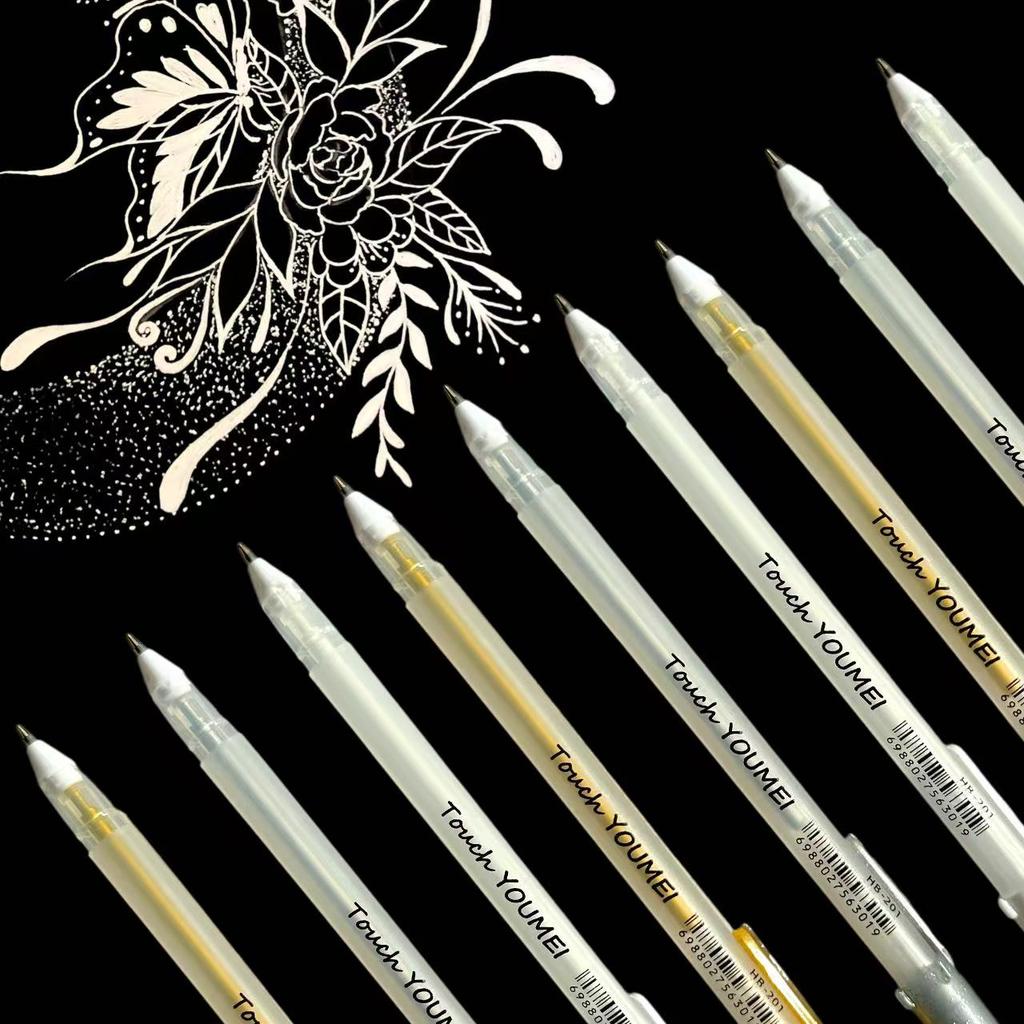 Highlighter Pens for Black Paper, Gel Ink Pens (White, Silver, Golden) with 0.9mm Nib, Ideal for Artists, Students & Journalers
