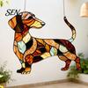 Dachshund Lover Gift Idea Hanging Ornament, Acrylic Window Sun Catcher, Cute Car Ornament Dog Decoration for Home Room Decor, Front Porch Accessory
