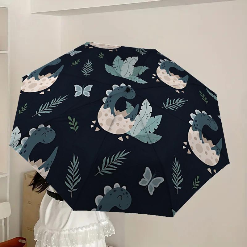 1PC Dino Eggs Automatic Folding Umbrella - Compact 8-Rib Design, Durable Plastic & Iron, Lightweight for Outdoor Daily Use, Festive Gift033