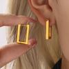 Rectangular Geometric Stainless Steel Earrings Plated with 18K Gold - Non-Fading Fashion Style