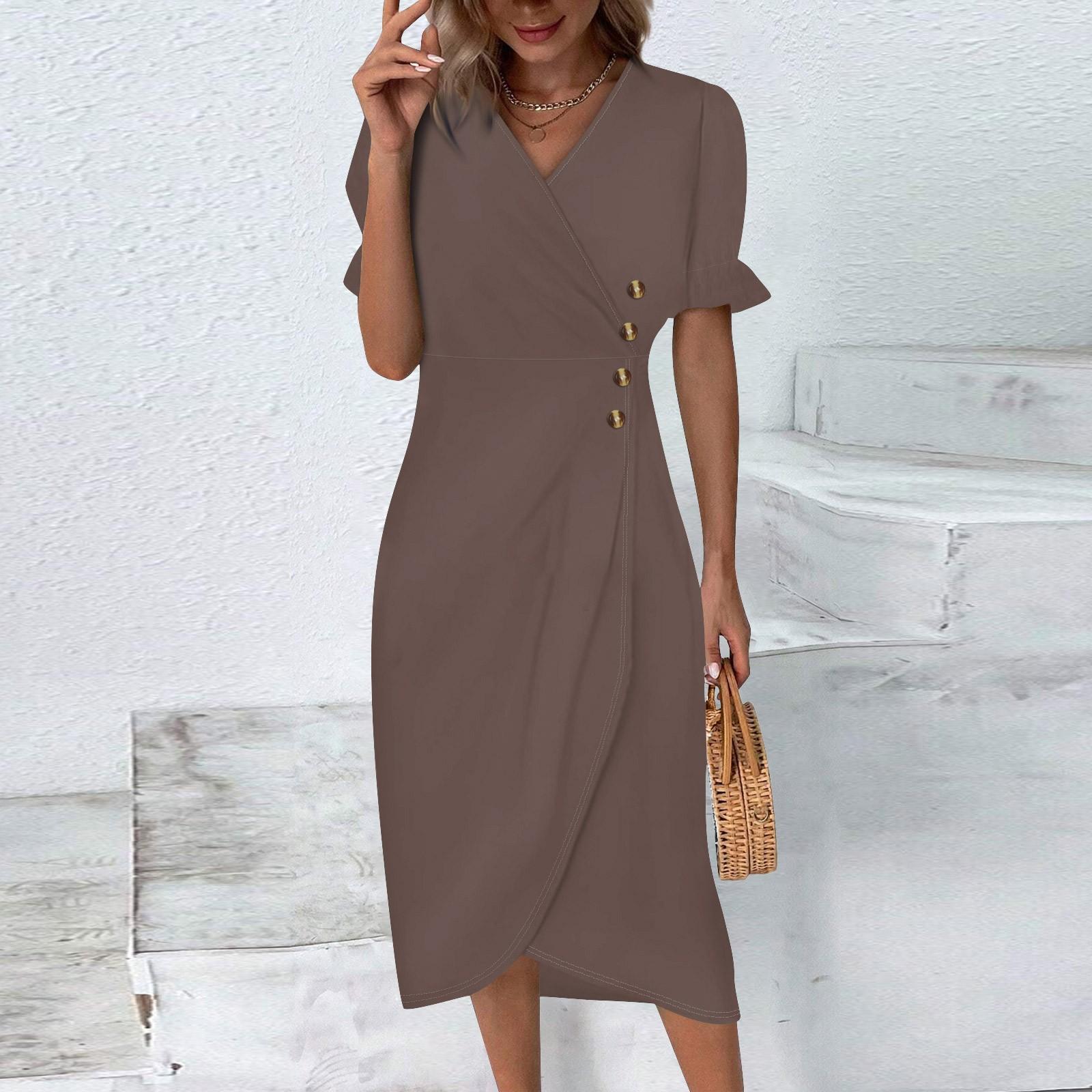 

Пляжные платья для женщин, весна-лето, элегантное платье с запахом и V-образным вырезом в стиле бохо, струящееся гавайское платье макси с рюшами M