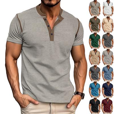 Men's -color Casual Button-down Short-sleeved Shirt T-shirt