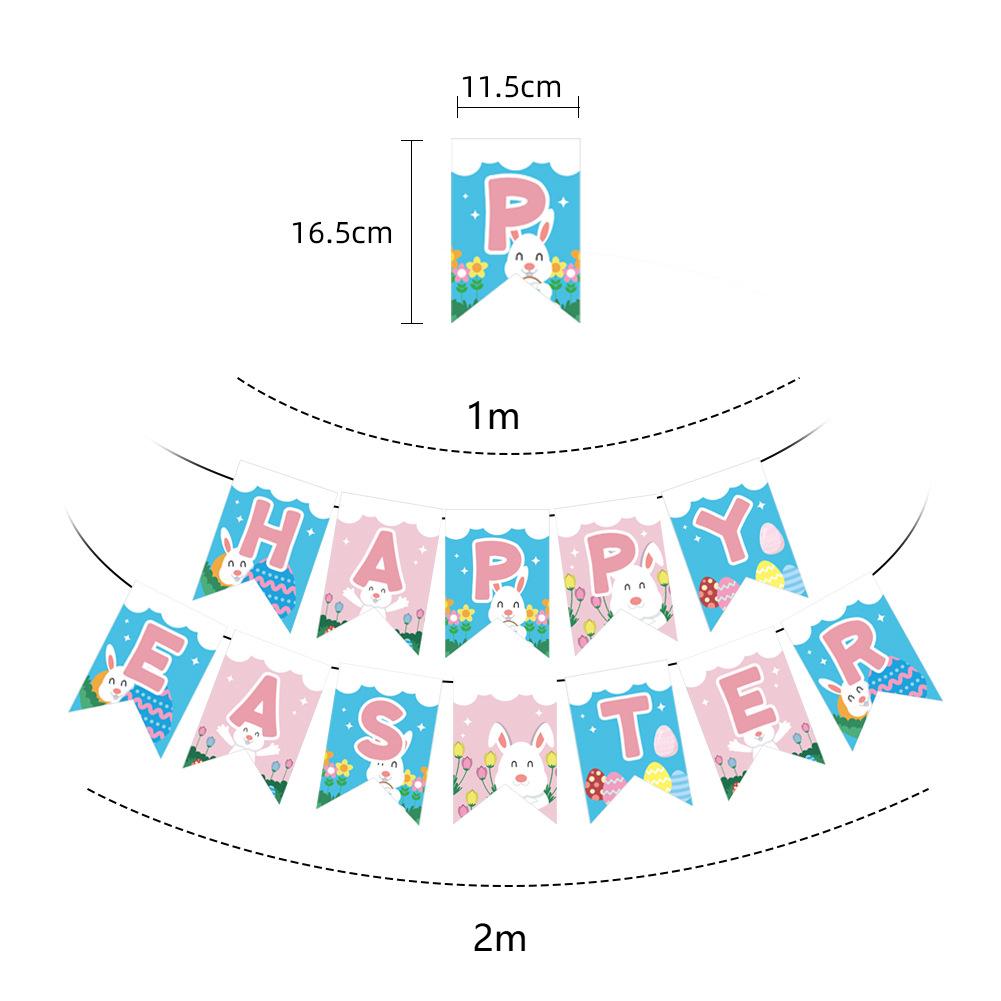 DIY 3m Happy Easter Banner Garland Colorful Eggs Hanging Flag Swirls Bunny Eggs Wall Hanging Easter Festival Bunting Party