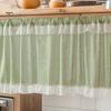 Pastoral Kitchen Curtain Plaid Short Curtain, Rod Through Top Design, Blocks Oil Smoke And Dust Simple Color Rustic for Half Windows Cabinet