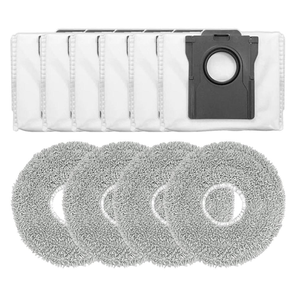 

For Cecotec For Conga X70 Robot Vacuum, 4 Mop Pads And 6 Dust Bags Kit, Microfiber Cleaning Cloths With Clog-Free Bags