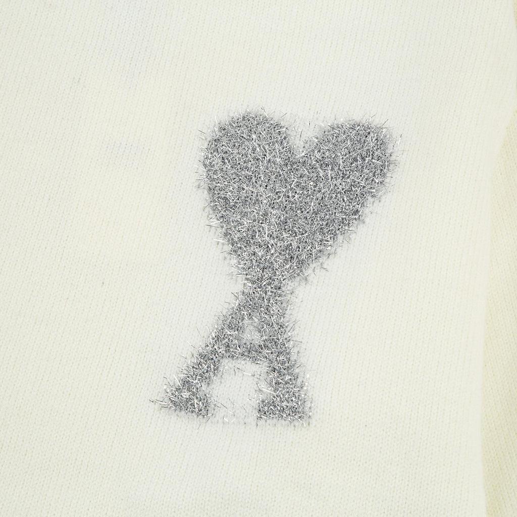 AMI 2025 Herbst und Winter Neu Gold und Silber Großes Herz Alpaka-Wolle Gemischt Weich und Klebrig Gestrickter Partner-Rollkragenpullover