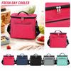 Portable Picnic Cooler Bag with Two-Layer Aluminum Foil Insulation Oxford Cloth Material Adjustable Shoulder Strap and Front Zipper Pocket