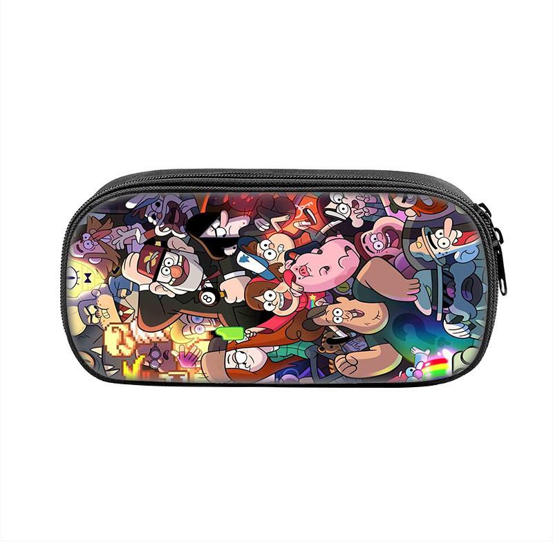 Gravity Falls Cartoon Pencil Case Large Capacity Nylon School Supply Organizer For Students