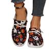 Women's Casual Flat Shoes with Pumpkin Print for Halloween