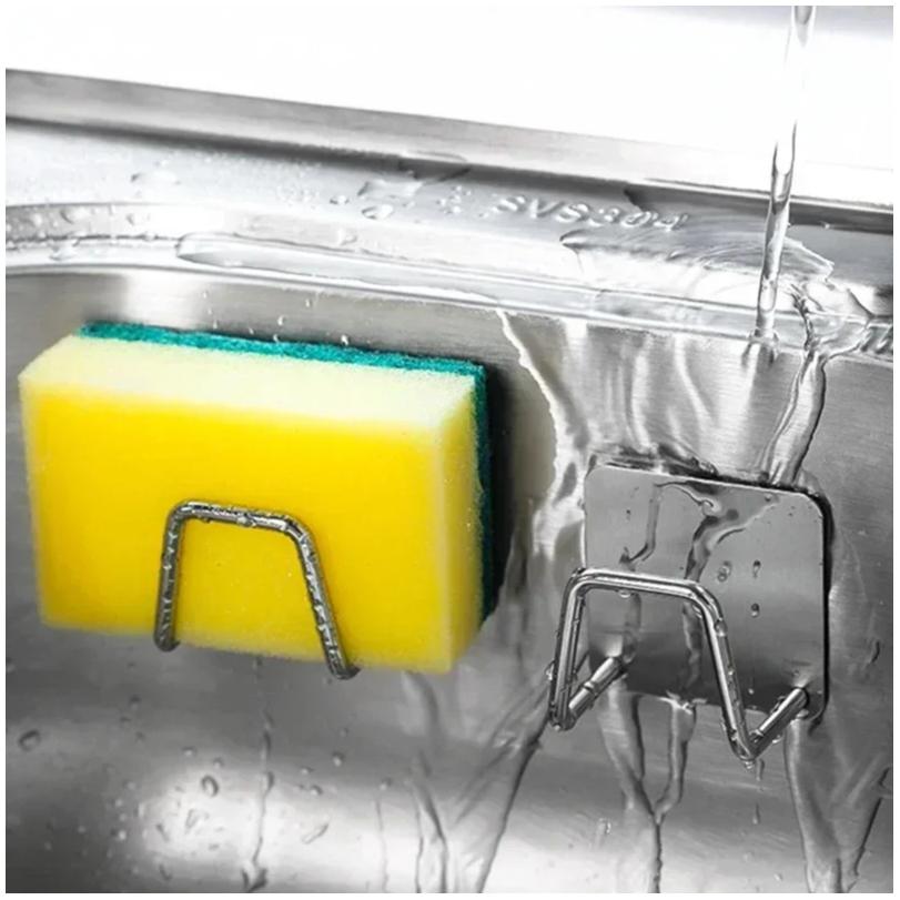 Schwammhalter aus Edelstahl, selbstklebend, für Spüle, Abfluss, Trockenschwämme, Regal, Küchenaufbewahrung, Wandhaken, Halter, Organizer