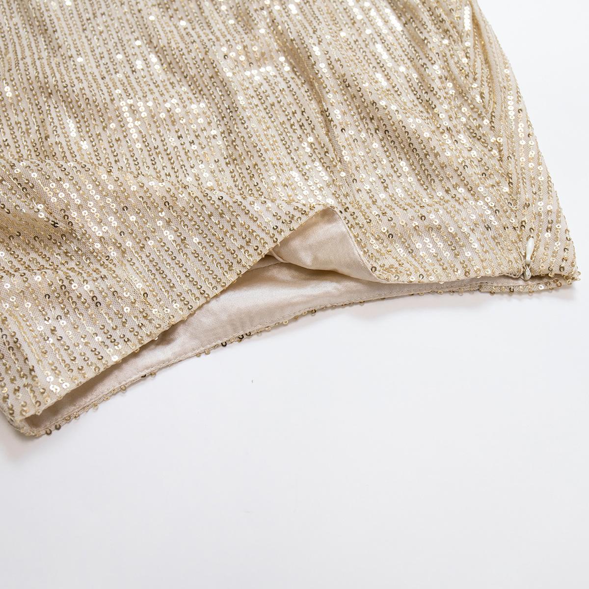 Женская осенне-зимняя сплошная цветная длинная сексуальная юбка с блестками и высокой — фото 10