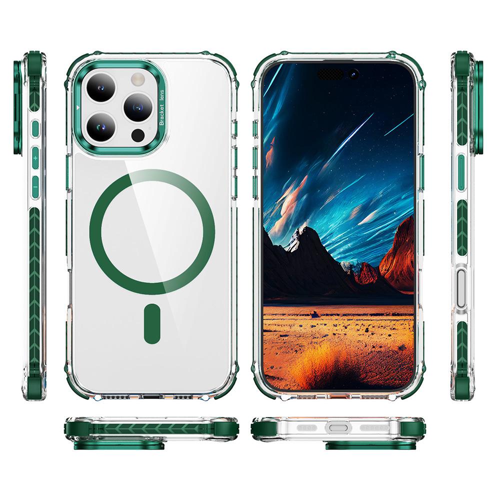For iPhone 16 Pro Max Clear Phone Case with Lens Kickstand Cover Compatible with MagSafe