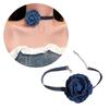 Big Flower Chokers Necklace Vintage Flower Necklace Neck Chain Blue Wide Denim Neckband Statement Jewelry for Womens