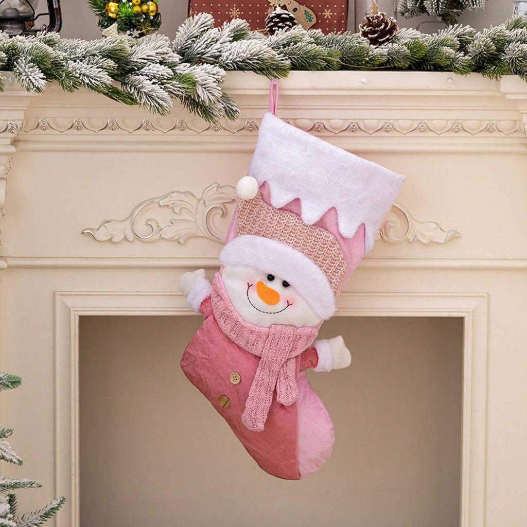 Christmas Stockings Gift Candy Bag Santa Snowman-Socks Hanging Christmas Tree Ornament, Santa Claus