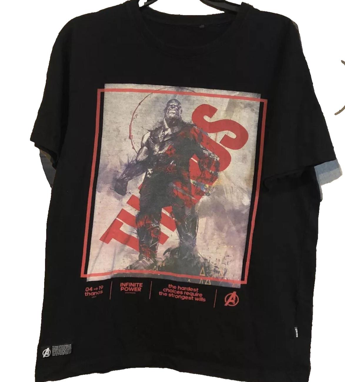 Marvel Avengers Thanos Infinite Power Graphic T Shirt Mens Large Black Cropp Unisex T-Shirt XL