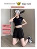 Women's 2024 French A-Line Black Summer Shorts - High Waist, Thin, Loose, Wide-Leg Design