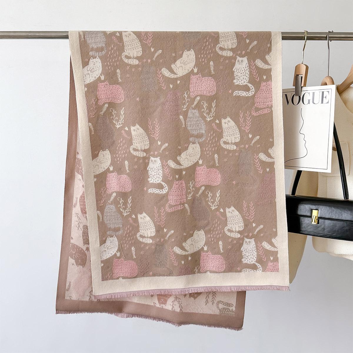 

Luxury Long Scarf Cashmere Shawl Korean Cat Wraps Large Pashmina Hijab Headband Scarves Autumn Winter Bufanda Beach Stoles 66X186cm