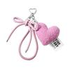 Versatile Multi-Color Leather Bow and Plush Heart Keychain Charm