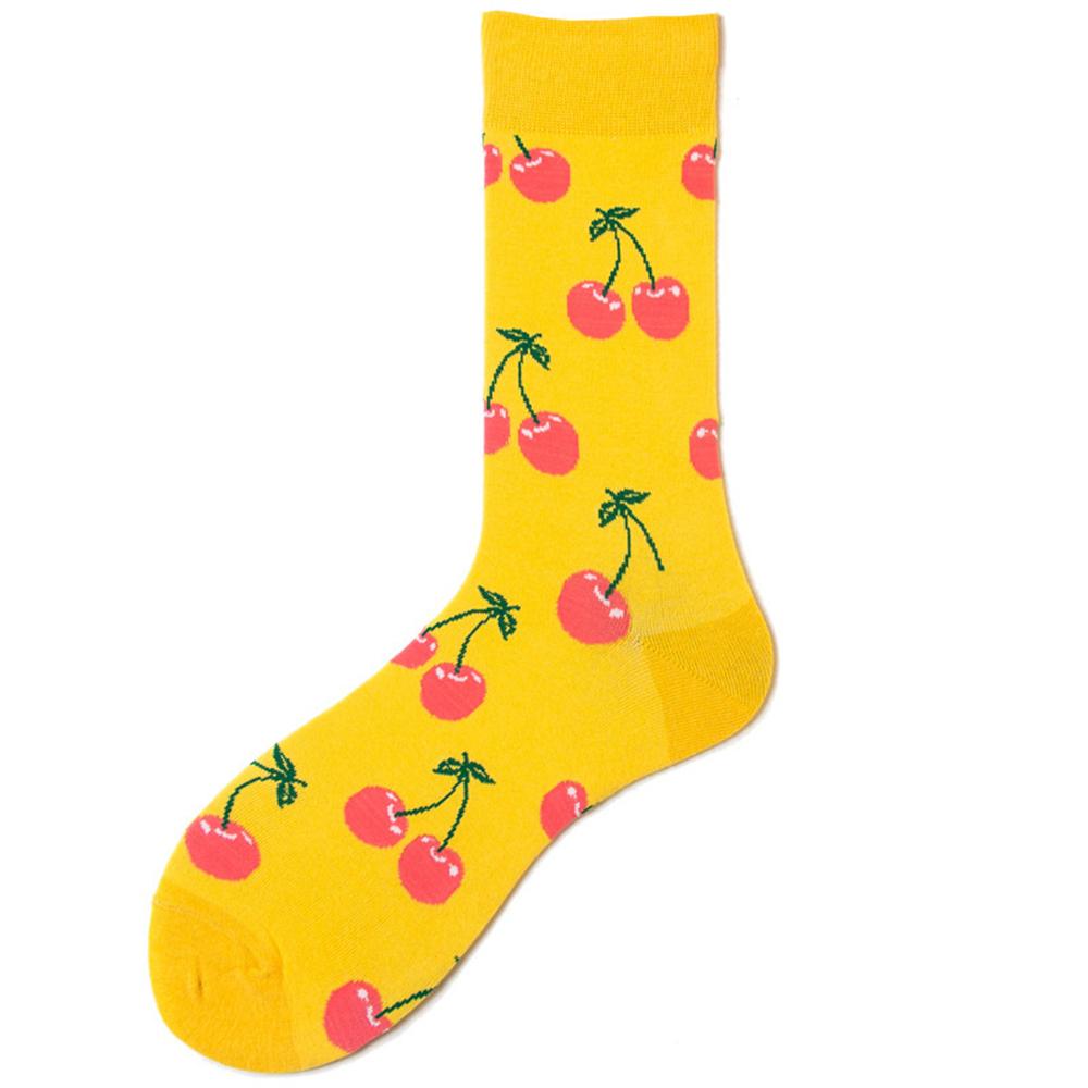 Happy Cherry Lemon Pineapple Strawberry Unisex Fruit Cotton Socks Skateboard Men Fashion Business Hipster Dropship