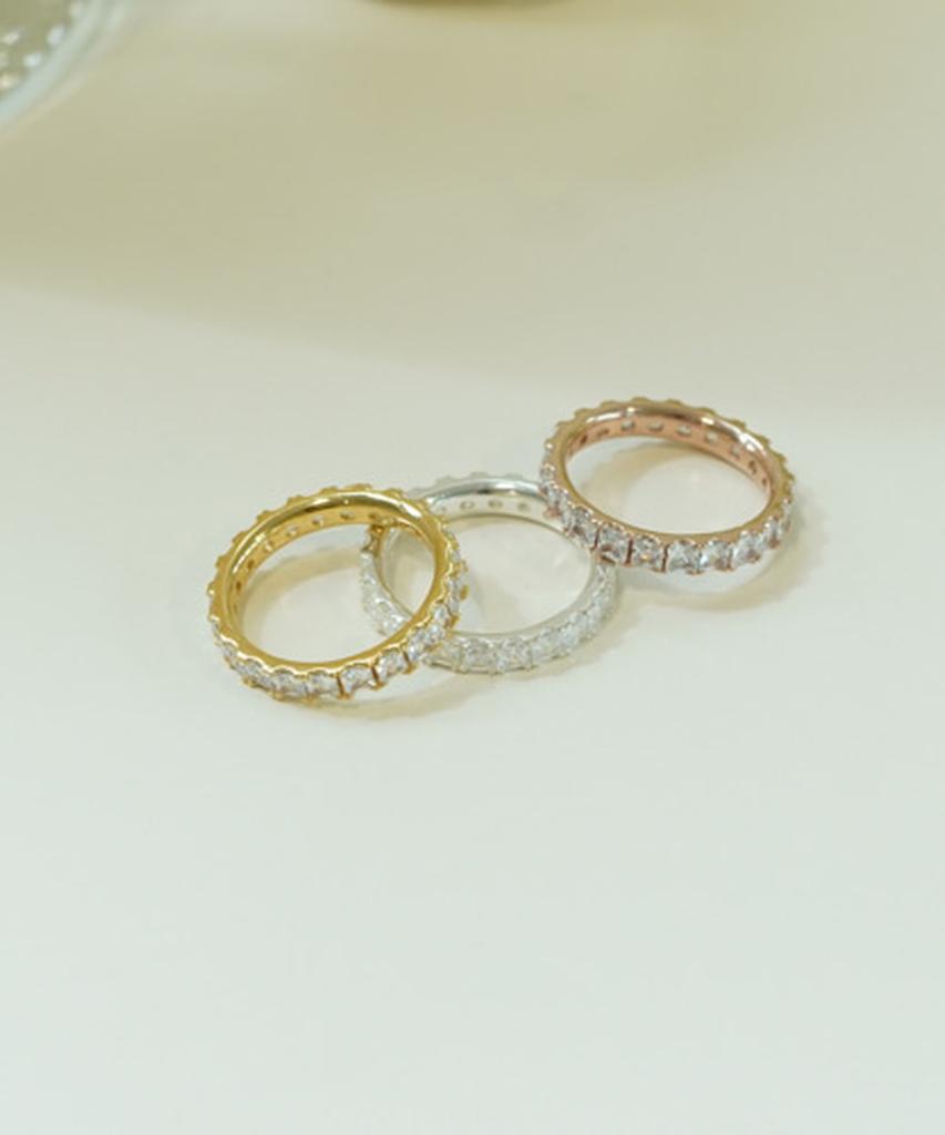 Alleun Silver 925 Layered Square Cubic Silver Ring