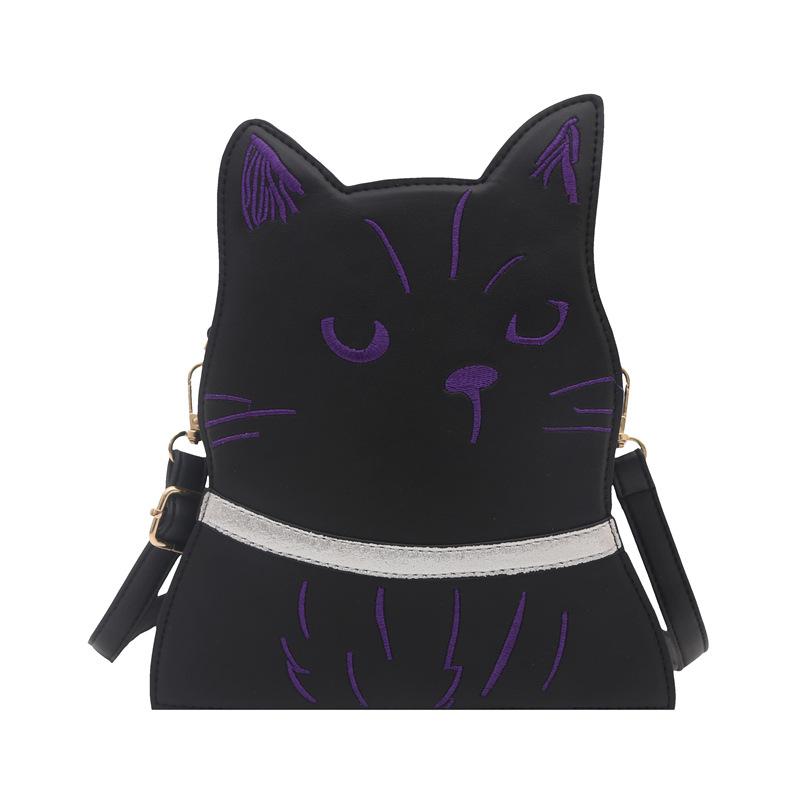 

Women Shoulder Messenger Bags PU Leather Fashion Designer Adjustable Strap Crossbody Handbags with Cat Pendant Purse