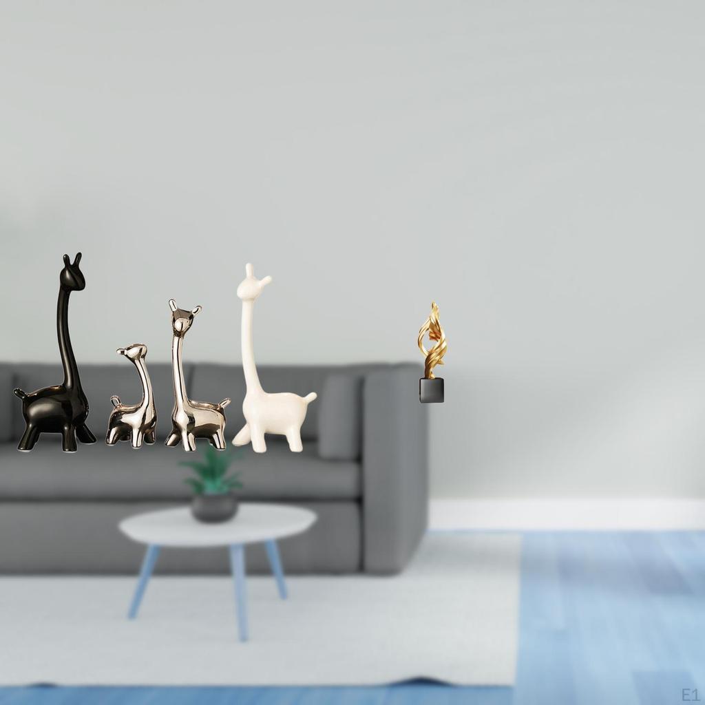 Modern Abstract Giraffe Figurine Ceramic Resin Statue Creative Centerpiece for Desk Office Bookshelf